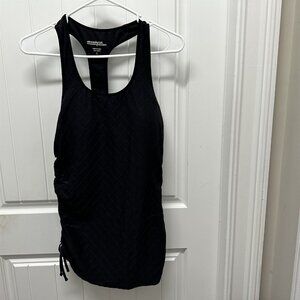 Marika Tek Premium Tank Black Ruched Sides Racer Back Removable Pads